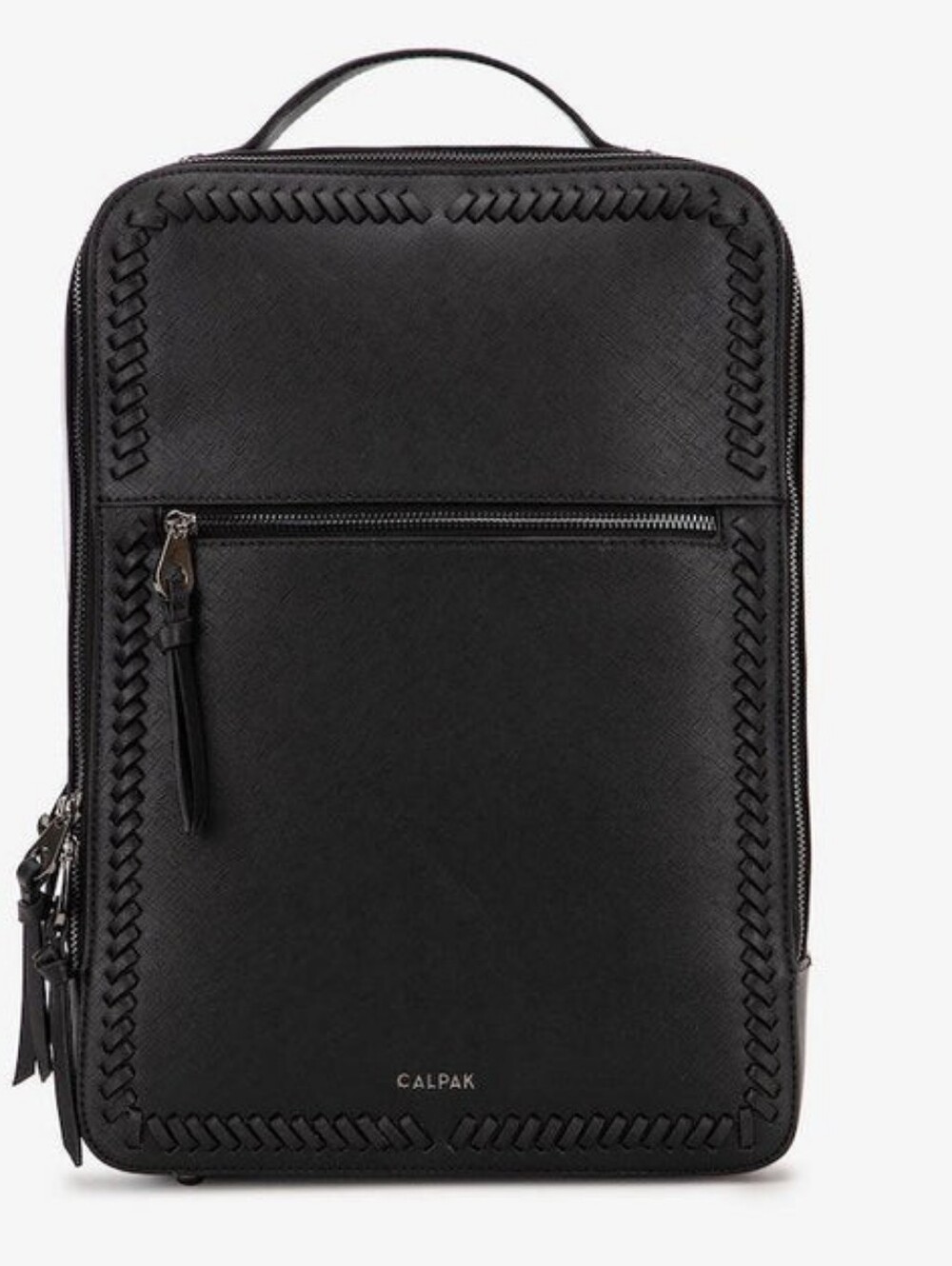 Calpak Black Braided-Trim Leather Backpack
